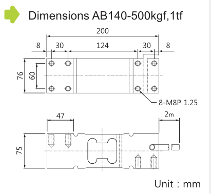 ابعاد لودسل تک پایه AB140