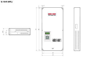 ابعاد اینورتر سه فاز 440V ال اس مدل SV150IV5-4MRL با توان 15 کیلو وات