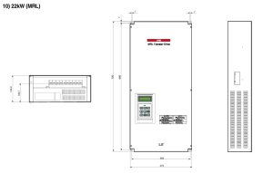 ابعاد اینورتر سه فاز 440V ال اس مدل SV220IV5-4MRL با توان 22 کیلو وات