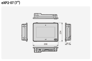 ابعاد HMI ال اس 7 اینچ مدل EXP2-0701D