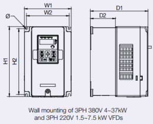 ابعاد درایو اینوت GD20-037G-4